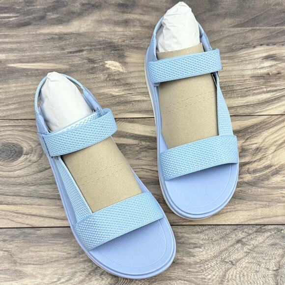 NIB Fitflop 9 Surff Two Tone Webbing/Leather Back Strap Sport Sandals Blue - Picture 4 of 12